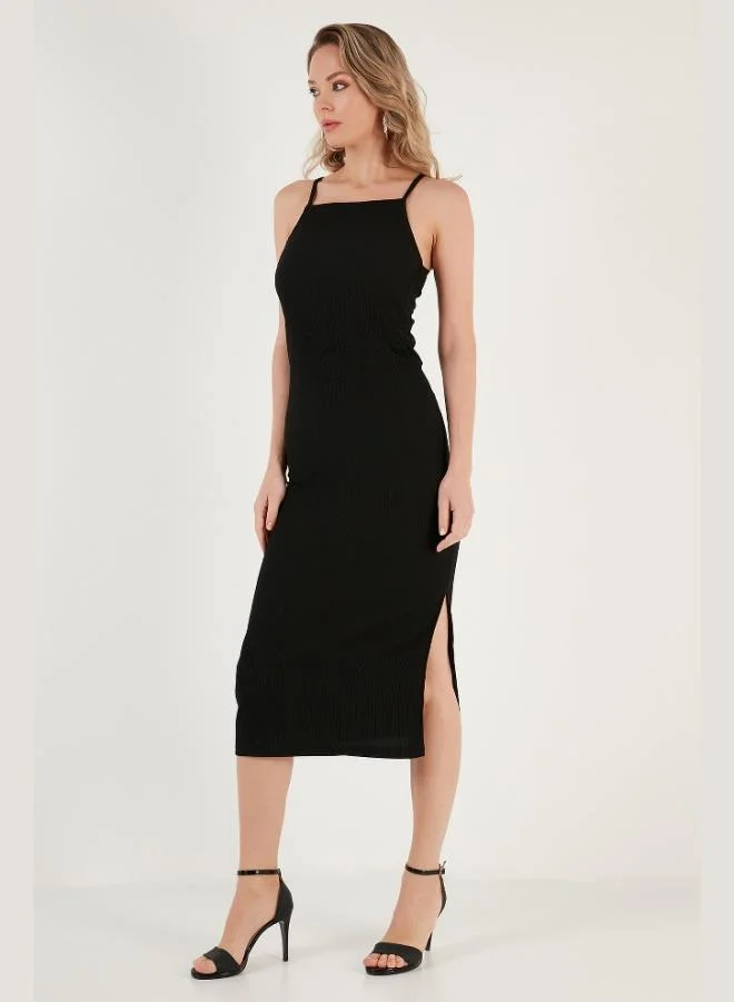 Lela  Lela Strappy Fitted Midi Dress with Slit for Women DRESS 5865573 for Women | Best Price UAE
