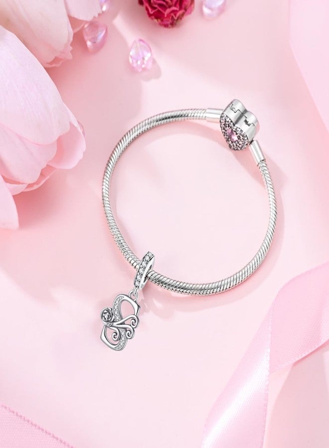 ChenYuTe Suitable for Pandora Bracelet Letter Charms, Romantic Rose Charms, Jewelry Gifts for Yourself, Mom, Daughter, Girlfriends - Image 2