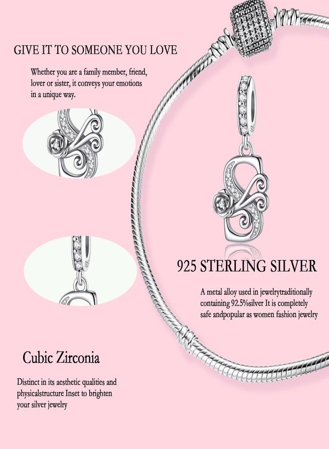 ChenYuTe Suitable for Pandora Bracelet Letter Charms, Romantic Rose Charms, Jewelry Gifts for Yourself, Mom, Daughter, Girlfriends - Image 5