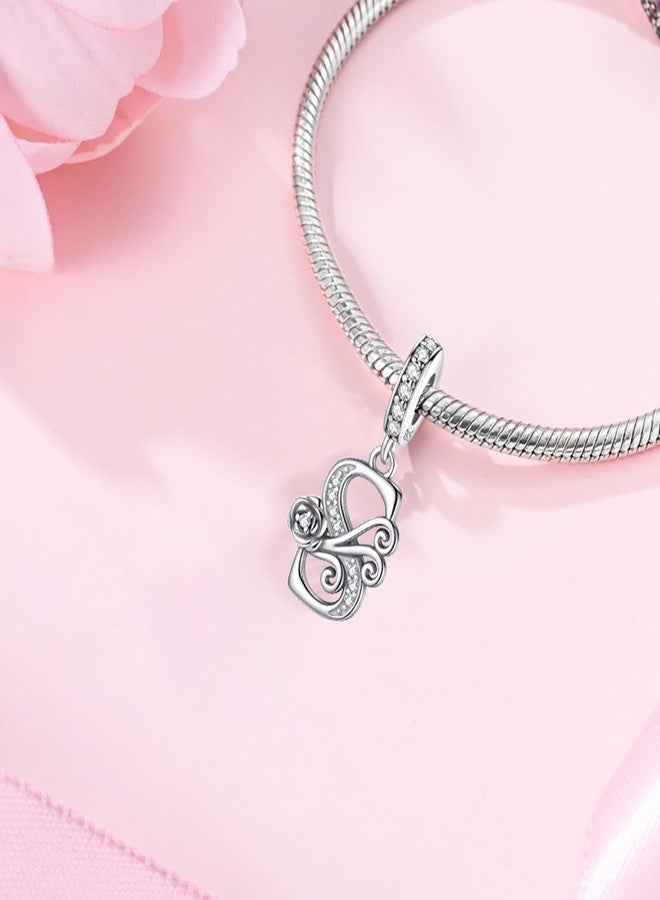 ChenYuTe Suitable for Pandora Bracelet Letter Charms, Romantic Rose Charms, Jewelry Gifts for Yourself, Mom, Daughter, Girlfriends - Image 4