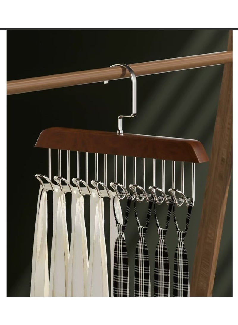 Anti slip multi hook hanger, 360 degree 8-hook space saving hanger, multifunctional anti slip storage hanger, multi hook hanger, tie, scarf, socks, 5-piece set  - Image 1