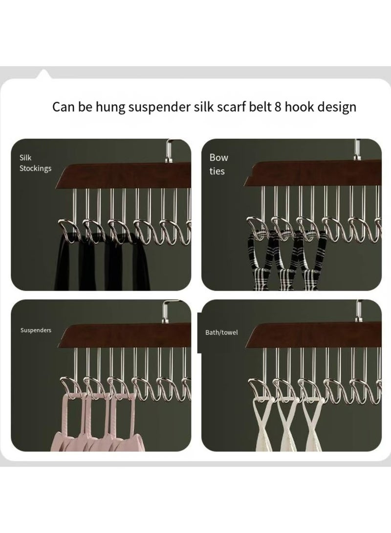 Anti slip multi hook hanger, 360 degree 8-hook space saving hanger, multifunctional anti slip storage hanger, multi hook hanger, tie, scarf, socks, 5-piece set  - Image 2
