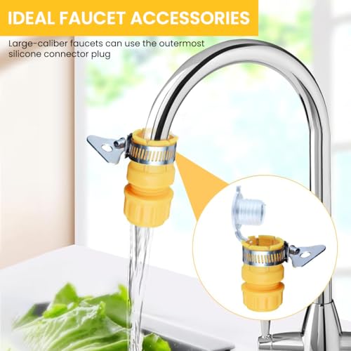 HASTHIP® Hose Adapter for Faucet 2pcs Gardening Hose Connectors for Faucet 2 in 1 Universal Hose Connector for 1/2-inch & 3/8-inch Standard Faucet Fitting - Image 4