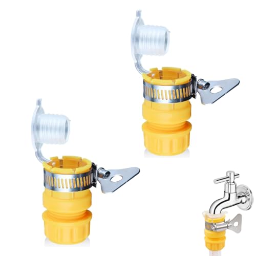 HASTHIP® Hose Adapter for Faucet 2pcs Gardening Hose Connectors for Faucet 2 in 1 Universal Hose Connector for 1/2-inch & 3/8-inch Standard Faucet Fitting - Image 1