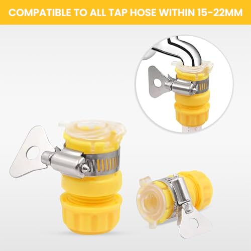 HASTHIP® Hose Adapter for Faucet 2pcs Gardening Hose Connectors for Faucet 2 in 1 Universal Hose Connector for 1/2-inch & 3/8-inch Standard Faucet Fitting - Image 3
