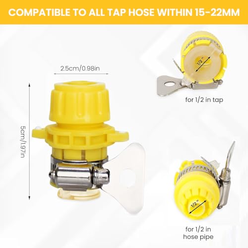 HASTHIP® Hose Adapter for Faucet 2pcs Gardening Hose Connectors for Faucet 2 in 1 Universal Hose Connector for 1/2-inch & 3/8-inch Standard Faucet Fitting - Image 2