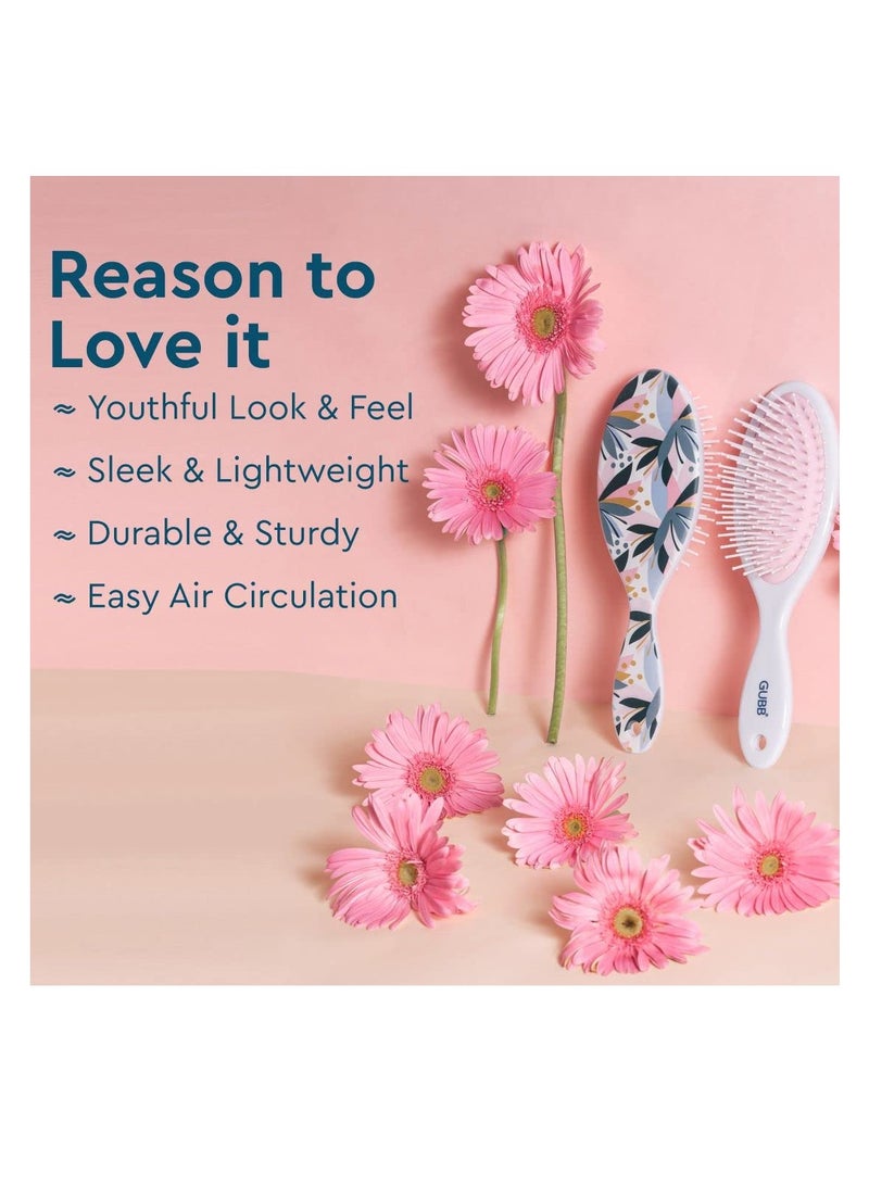 غوب فرشاة شعر بيضاوية GUBB Tropical Bloom للنساء والرجال | ينعم ويفك تشابك الشعر المجعد | فك تشابك الشعر الرطب أو الجاف بشكل أسرع وأسهل | يقلل من تكسر الشعر ويعزز نمو الشعر | مناسبة لجميع أنواع الشعر | فرشاة شعر للرجال والنساء - Image 4