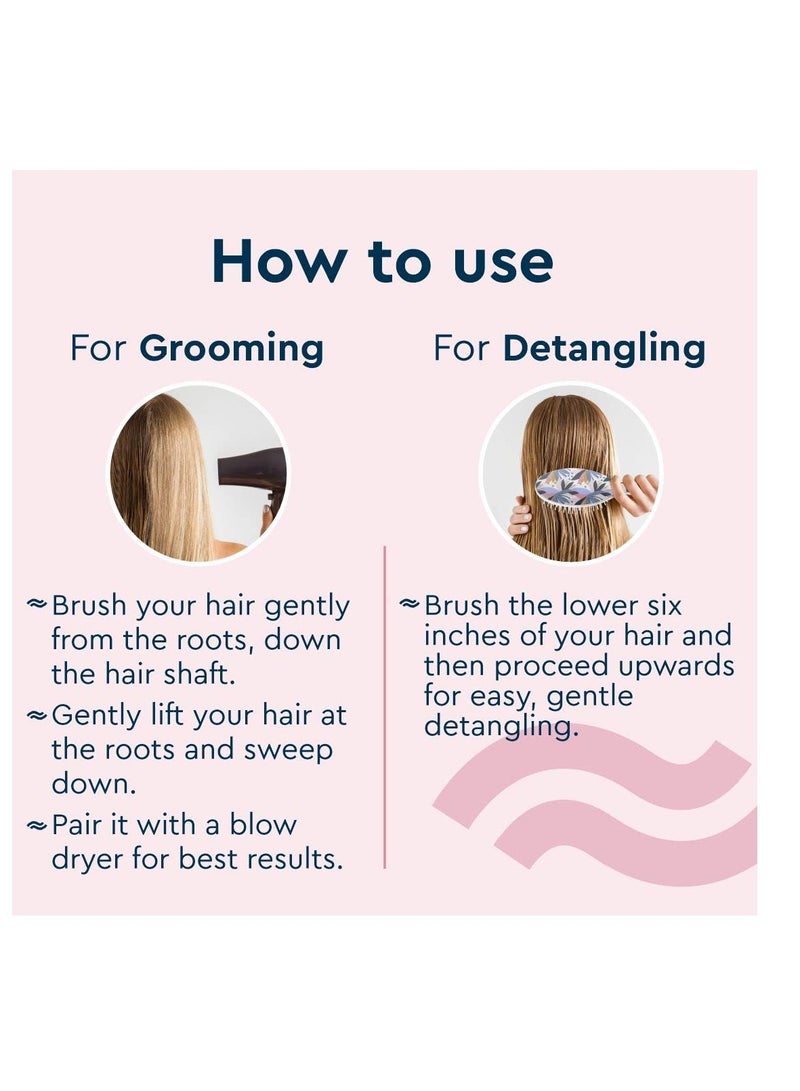 غوب فرشاة شعر بيضاوية GUBB Tropical Bloom للنساء والرجال | ينعم ويفك تشابك الشعر المجعد | فك تشابك الشعر الرطب أو الجاف بشكل أسرع وأسهل | يقلل من تكسر الشعر ويعزز نمو الشعر | مناسبة لجميع أنواع الشعر | فرشاة شعر للرجال والنساء - Image 5