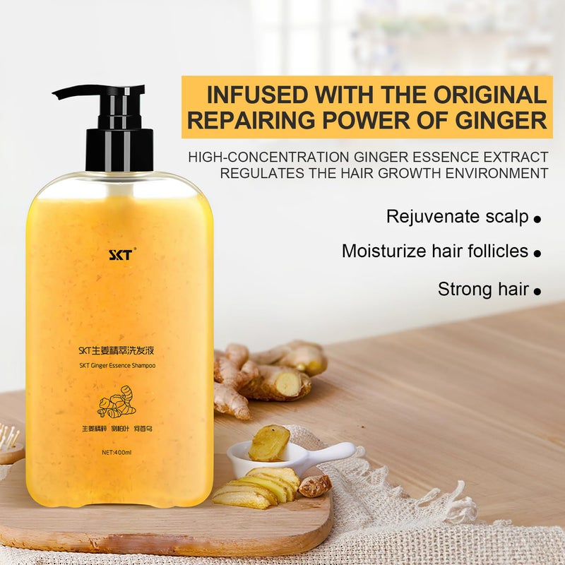 SKT Ginger Plant Extract Anti Hair Loss Shampoo for Hair Regrowth, Thickening and Longer Hair - For Women & Men (400ML) - Image 3
