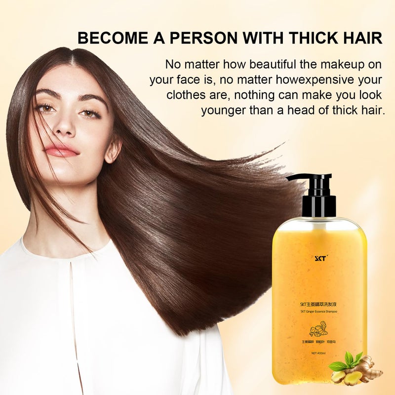 SKT Ginger Plant Extract Anti Hair Loss Shampoo for Hair Regrowth, Thickening and Longer Hair - For Women & Men (400ML) - Image 5