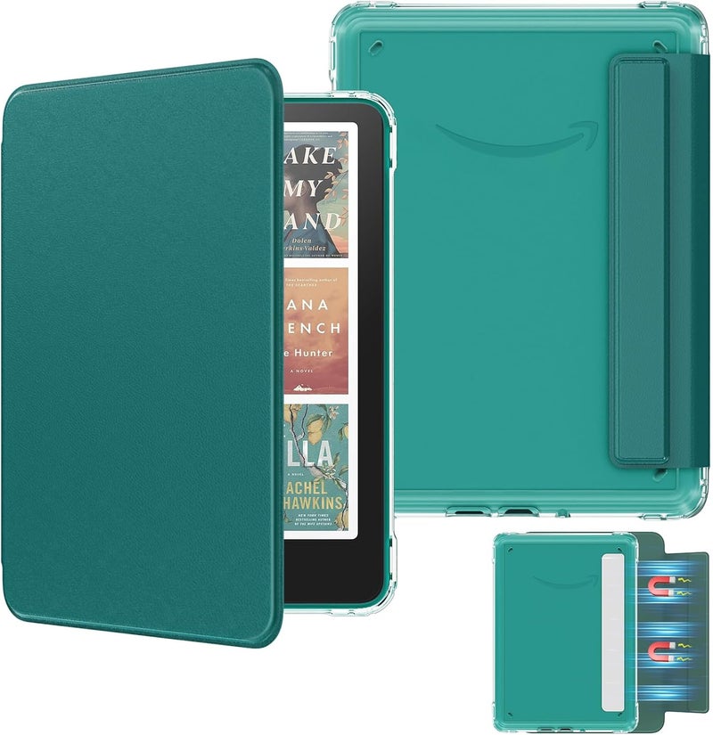 MoKo Detachable Magnetic Case for All-new 7" Kindle Paperwhite 12th Generation 2024 & Kindle Colorsoft 2024/2025,Ultra Clear Back Scratch-Proof Light & Shell Cover with Auto Wake/Sleep, Jade Green - Image 1