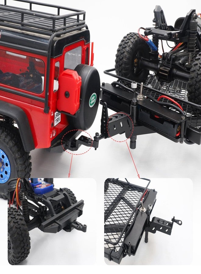 HOPLEX 1/18 1/24 RC Trailer Metal Dual-Axle Flatbed RC Trailer with LED Taillight & Hook Hitch for TRX4M Axial SCX24 FMS FCX24 1/18 1/24 RC Crawler Upgrade - Image 3