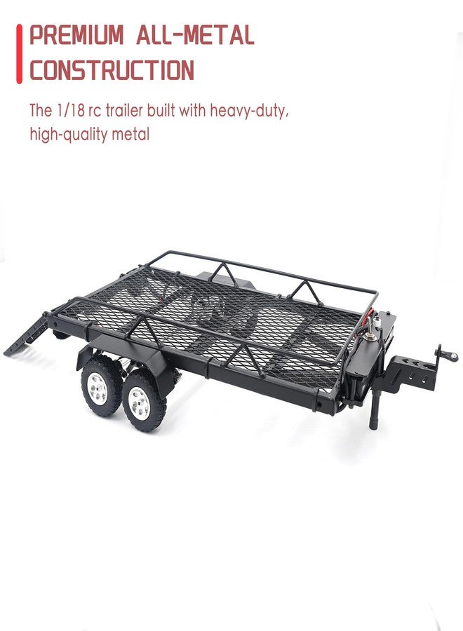 HOPLEX 1/18 1/24 RC Trailer Metal Dual-Axle Flatbed RC Trailer with LED Taillight & Hook Hitch for TRX4M Axial SCX24 FMS FCX24 1/18 1/24 RC Crawler Upgrade - Image 4