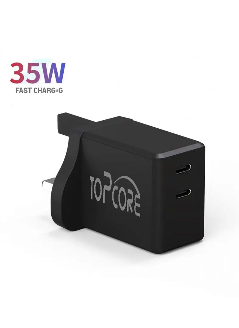 Topcore - USB C Charger,  35W USB Wall Charger Block, Dual USB-C Port Total 50W Output. Compact Power Adapter for Laptops, iPhone, Samsung and More - Image 1