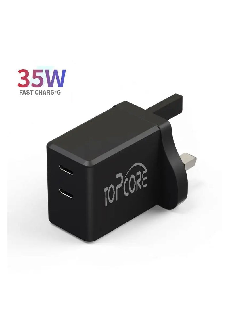 Topcore - USB C Charger,  35W USB Wall Charger Block, Dual USB-C Port Total 50W Output. Compact Power Adapter for Laptops, iPhone, Samsung and More - Image 1
