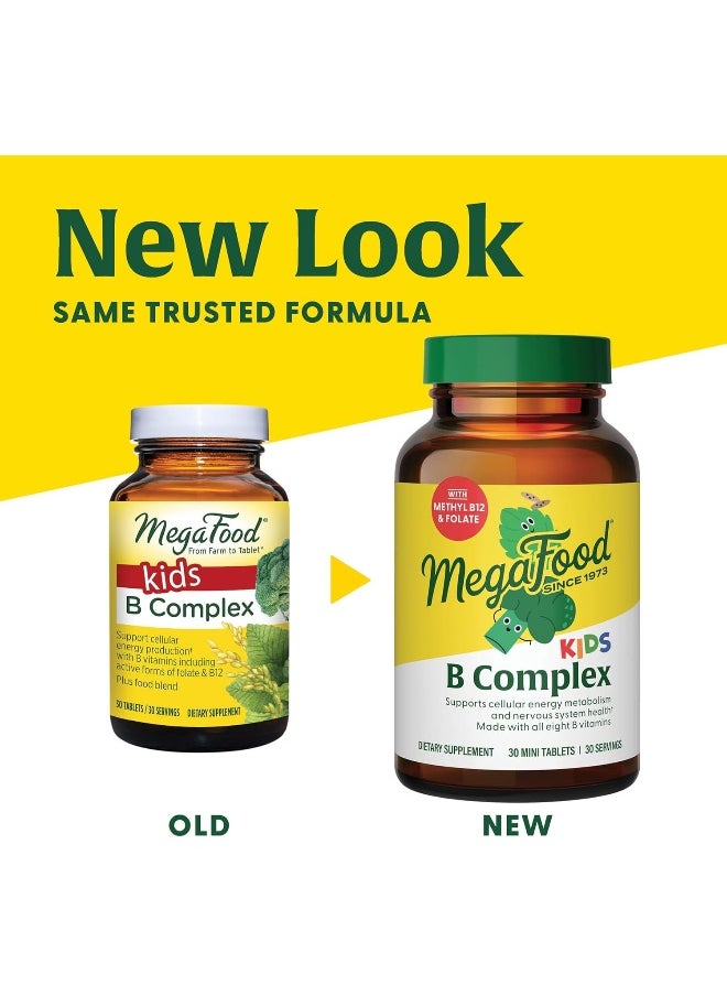 MegaFood Kids B Complex - B Complex Vitamin Supplement - 8 B Vitamins With Vitamin B6, Vitamin B12, Folate, Biotin & More - Supports Cellular Energy Production - Vegetarian, Gluten Free - 30 Mini Tabs  - Image 2