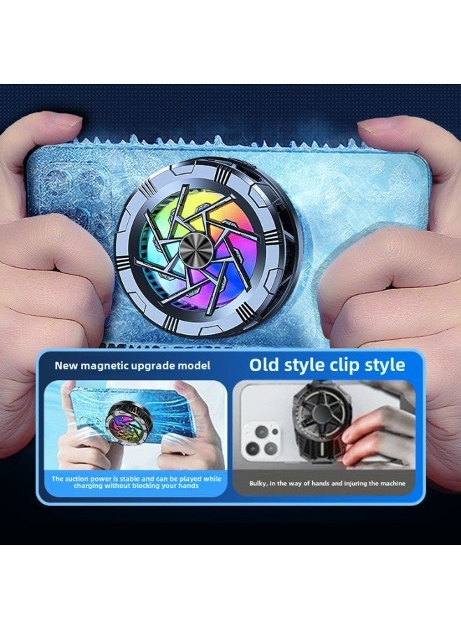 High-power Light-off Icing Radiator Semiconductor Refrigeration Magnetic Suction Mute Thin Mobile Phone Radiator-Color:Al19 [marquee + Digital Display Lights Can Be Turned Off Back Clip]  - Image 4