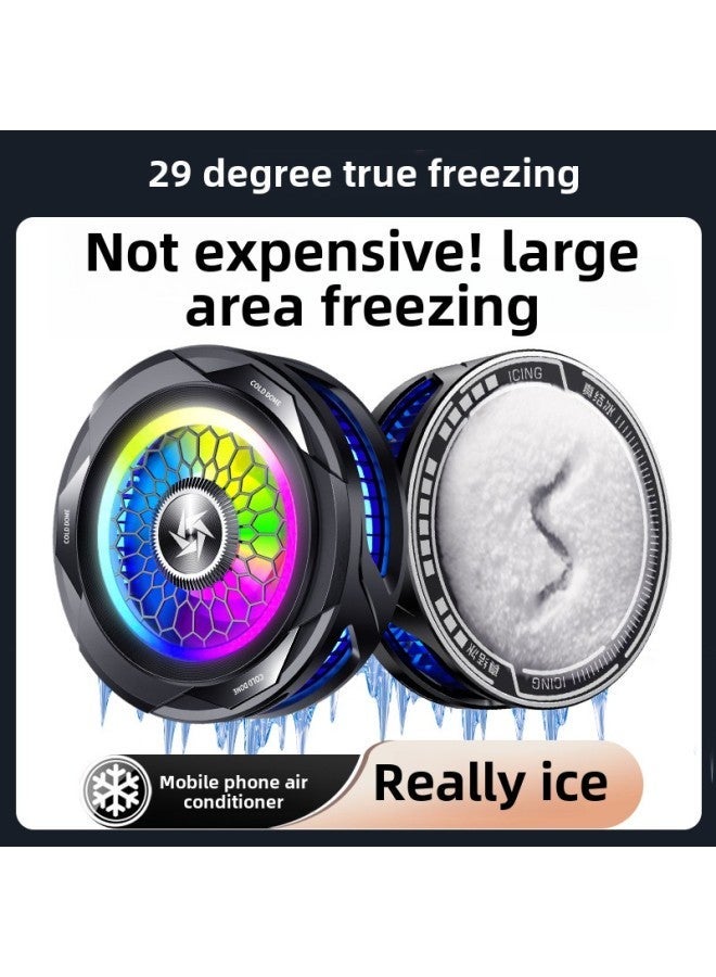 High-power Light-off Icing Radiator Semiconductor Refrigeration Magnetic Suction Mute Thin Mobile Phone Radiator-Color:Al19 [marquee + Digital Display Lights Can Be Turned Off Back Clip]  - Image 5