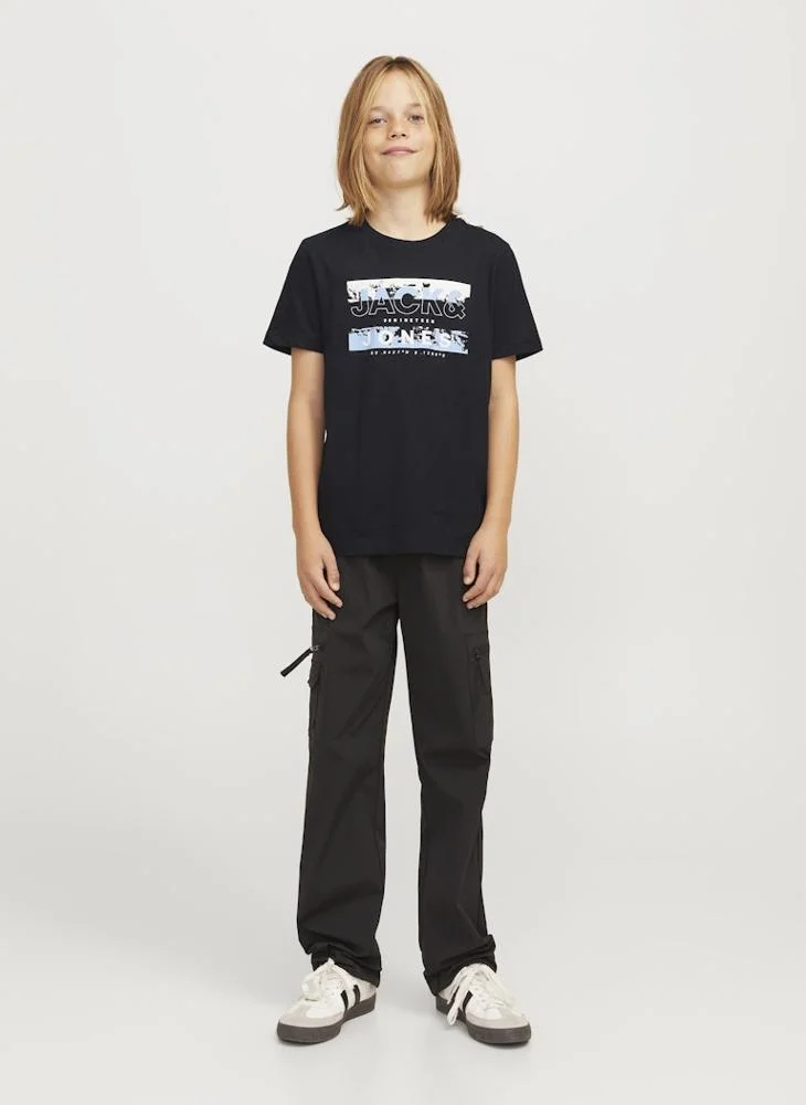 Jack & Jones Junior Kids Jcokonta  Crew Neck Short Sleeve Graphic T-Shirt