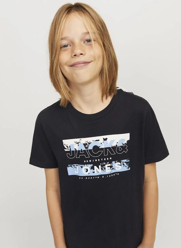 Jack & Jones Junior Kids Jcokonta  Crew Neck Short Sleeve Graphic T-Shirt