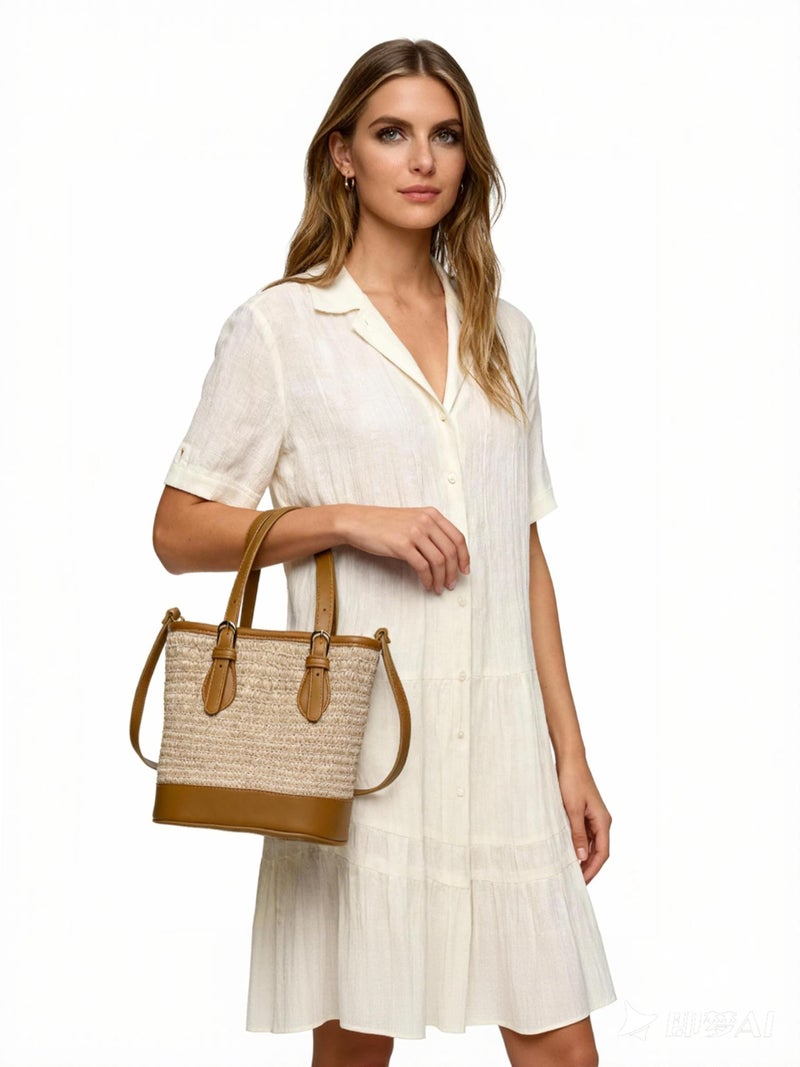 AISIWAN Trendy Womenâ€™s Straw Bucket Bag Straw Crossbody Bags For Women Summer Beach Clutch Travel Top-handle Shoulder Purse 2026 - Image 2