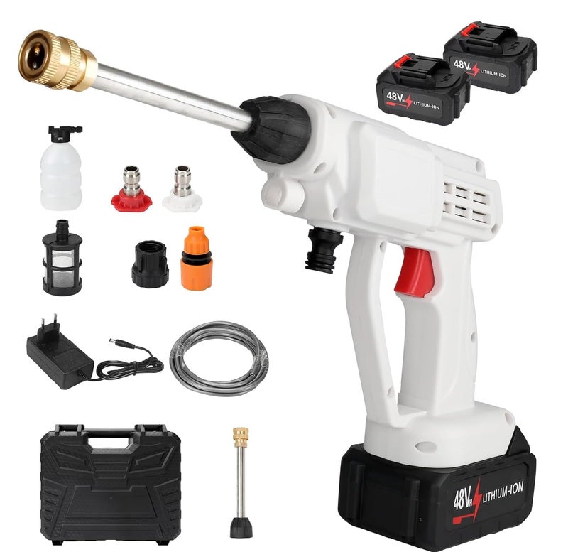 SHOPOBOX 48V Portable Pressure Washer with Rechargeable Double Battery Cordless Pressure Washer Gun Cordless Power Washer Gun | Handheld for Car Floor Cleaning Car Washer Gun (Model 4) - Image 1