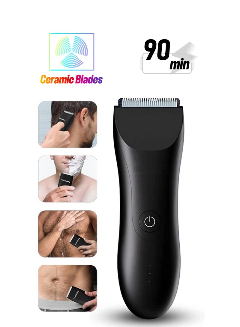 VUCATIN Electric Body Hair Trimmer Waterproof Wet Dry Cordless Body Groomer Ball Back Shavers Fast Charging Replaceable Ceramic Blade Pubic Hair Trimmer Body Groomer Kit for Full Body Grooming - Image 1