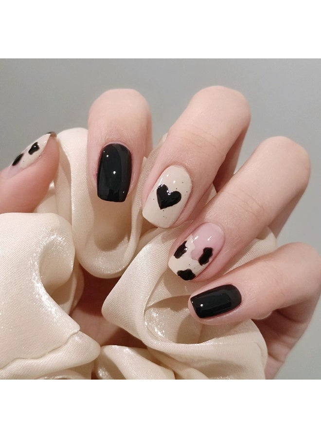Goolsky Sweet Cool Cow Black Heart Press-on Nails - Edgy Daily & Streetwear Style for Fashion Enthusiasts - Image 4