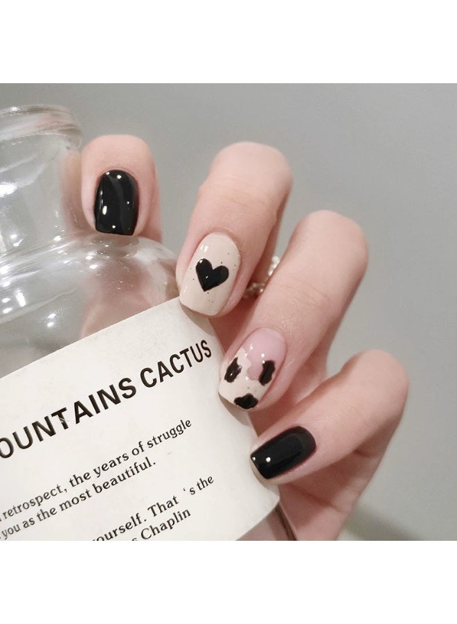 Goolsky Sweet Cool Cow Black Heart Press-on Nails - Edgy Daily & Streetwear Style for Fashion Enthusiasts - Image 2