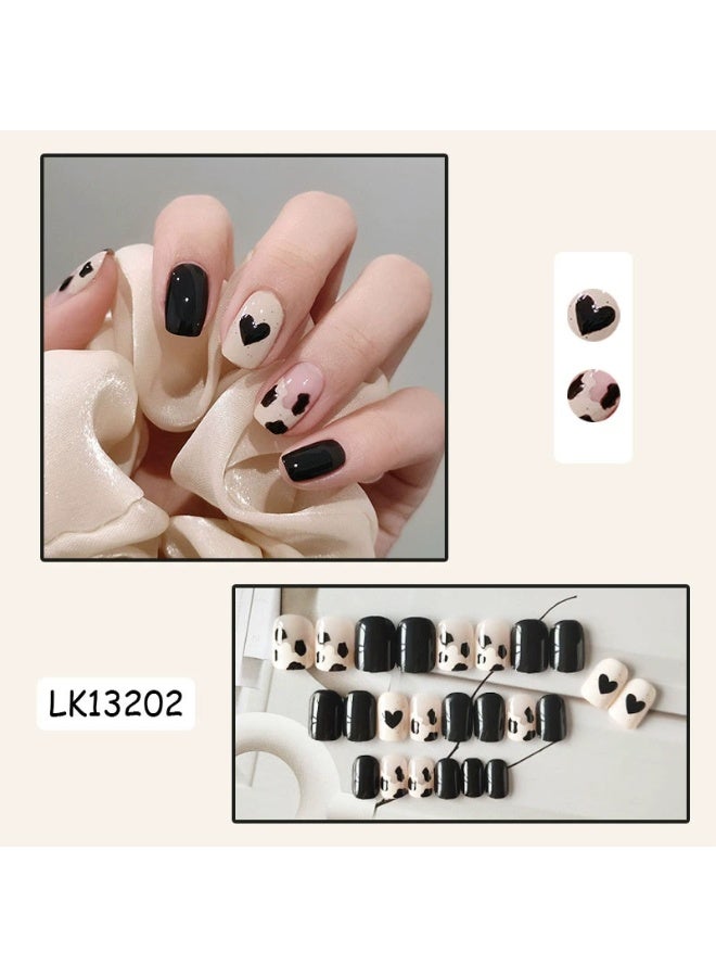 Goolsky Sweet Cool Cow Black Heart Press-on Nails - Edgy Daily & Streetwear Style for Fashion Enthusiasts - Image 1