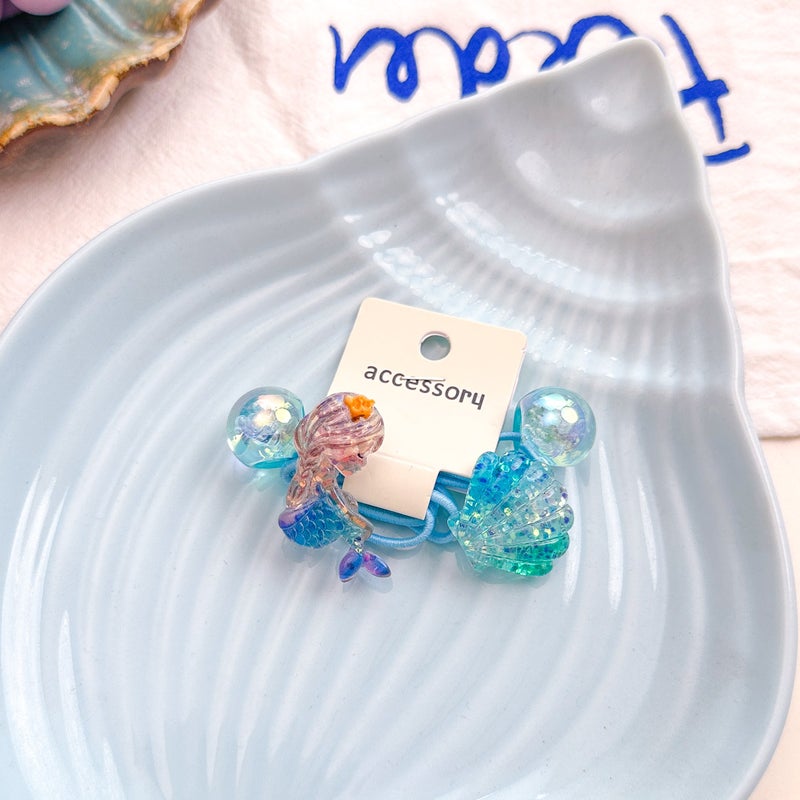 Generic Cute Mermaid Starfish Shell Hair Clips Bands Necklace Bracelet for Kids Shell Head Rope
