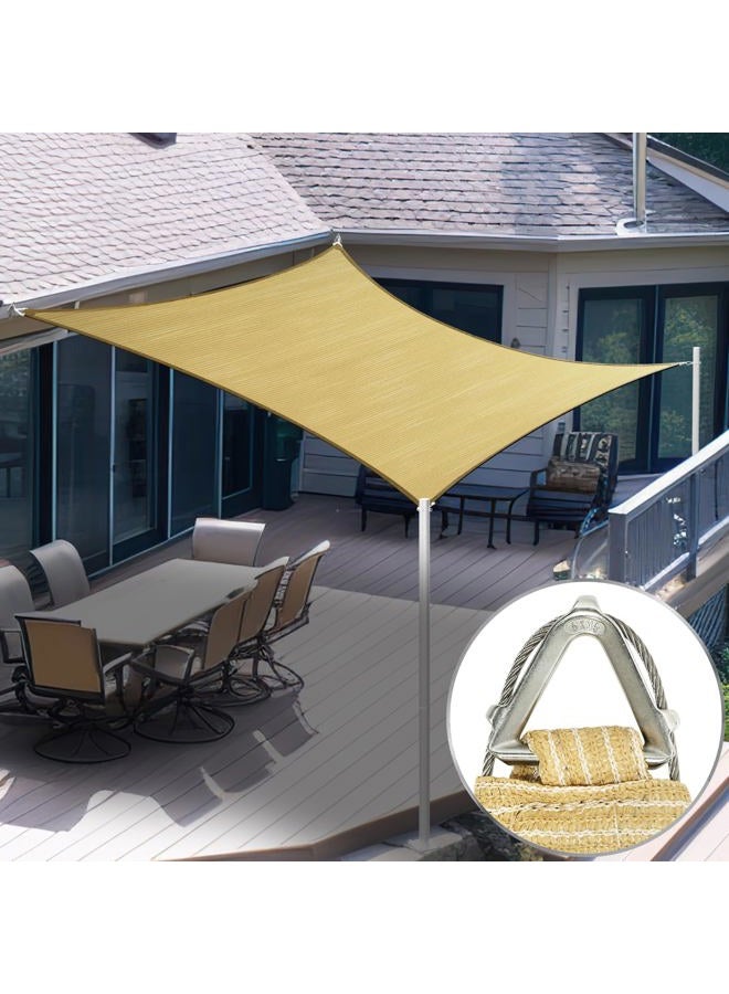 ShadeMart شراع ظل بيج مستطيل 12' × 16' ، درجة تجارية UPF50 ، مع زوايا وحواف معززة ، قماش ثقيل 260 GSM - ضمان 4 سنوات (نقدم أحجام مخصصة) - Image 1