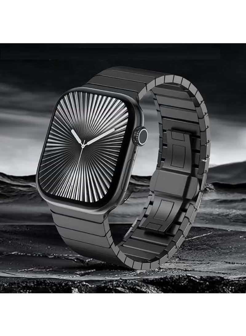 زوم سوار من الفولاذ المقاوم للصدأ لساعة iWatch مقاس 49 مم، 46 مم، 45 مم، 44 مم، 42 مم - سوار بديل أسود لساعة Apple Watch Ultra 3، Ultra 2، Ultra، Series 10، 9، 8، 7، SE، 6، 5، 4، 3، 2، 1 - أنيق ومتين وقابل للتعديل - Image 4