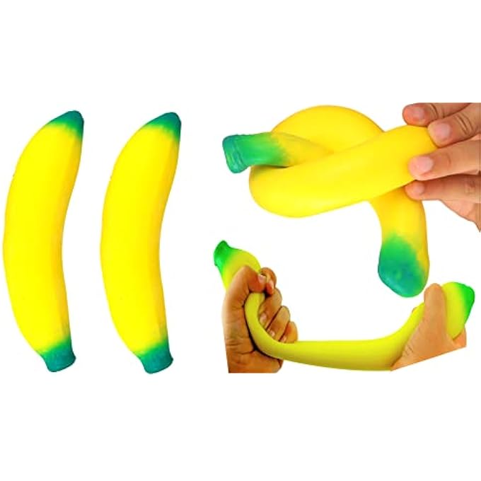 Ja-Ru Super Stretchy Banana (Pack of 2) and 1 Collectable Bouncy Ball Stretches Long & Shrink Slow. Smells Good 3340-2p - Image 1