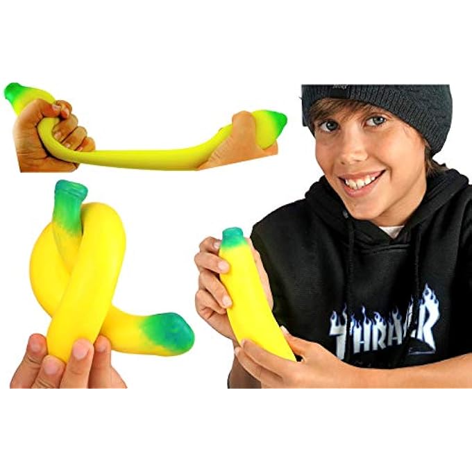 Ja-Ru Super Stretchy Banana (Pack of 2) and 1 Collectable Bouncy Ball Stretches Long & Shrink Slow. Smells Good 3340-2p - Image 3