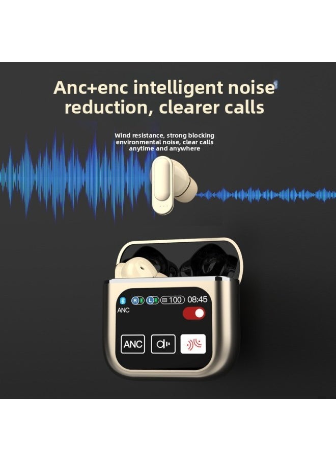 Generic - SE60 Color Screen Touch TWS Wireless Bluetooth Headset ANC Active Noise Reduction Long Endurance In-ear Headset-Color:Ivory White - Image 1