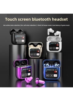 SE60 Color Screen Touch TWS Wireless Bluetooth Headset ANC Active Noise Reduction Long Endurance In-ear Headset-Color:Ivory White