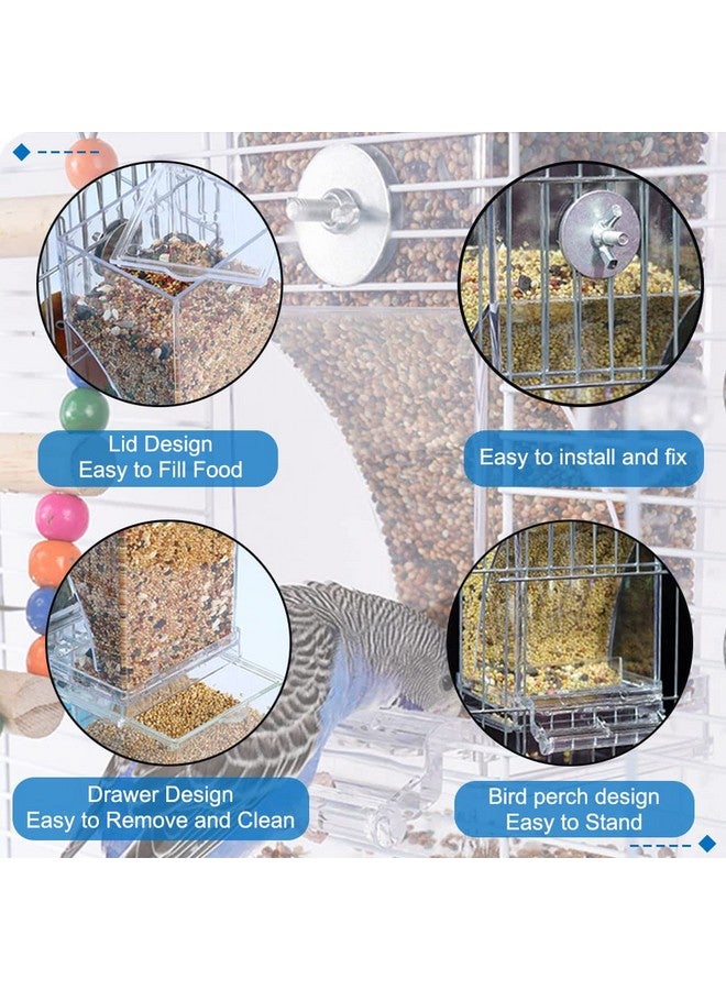 هامليدي وحدة تغذية الطيور بدون فوضى، وحدة تغذية الببغاء الأوتوماتيكية، حاوية طعام البذور المصنوعة من الأكريليك، موزع مياه الببغاء، ملحقات القفص للطيور المحبة والبادجي والكناري - Image 3
