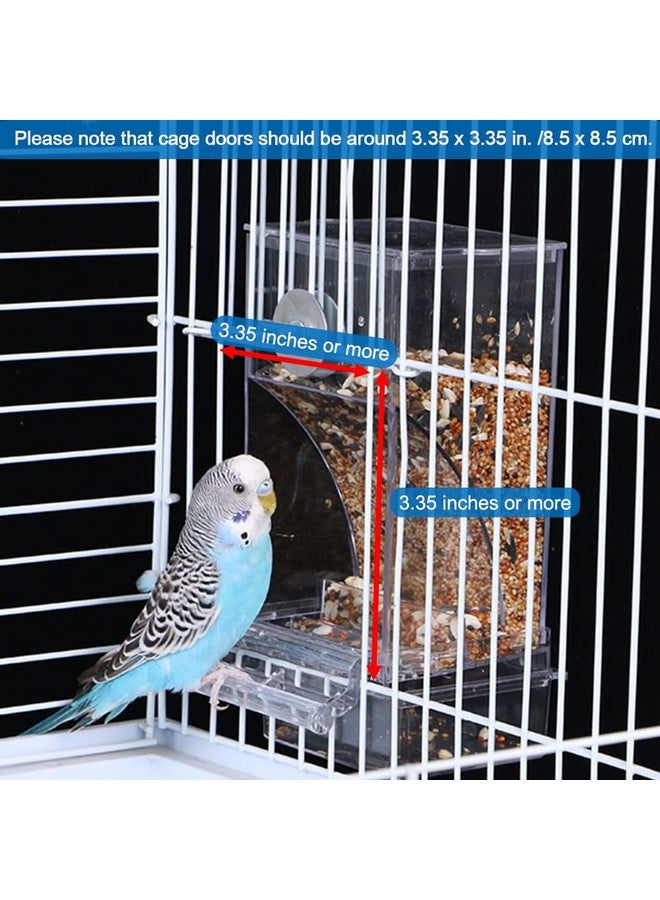 هامليدي وحدة تغذية الطيور بدون فوضى، وحدة تغذية الببغاء الأوتوماتيكية، حاوية طعام البذور المصنوعة من الأكريليك، موزع مياه الببغاء، ملحقات القفص للطيور المحبة والبادجي والكناري - Image 2