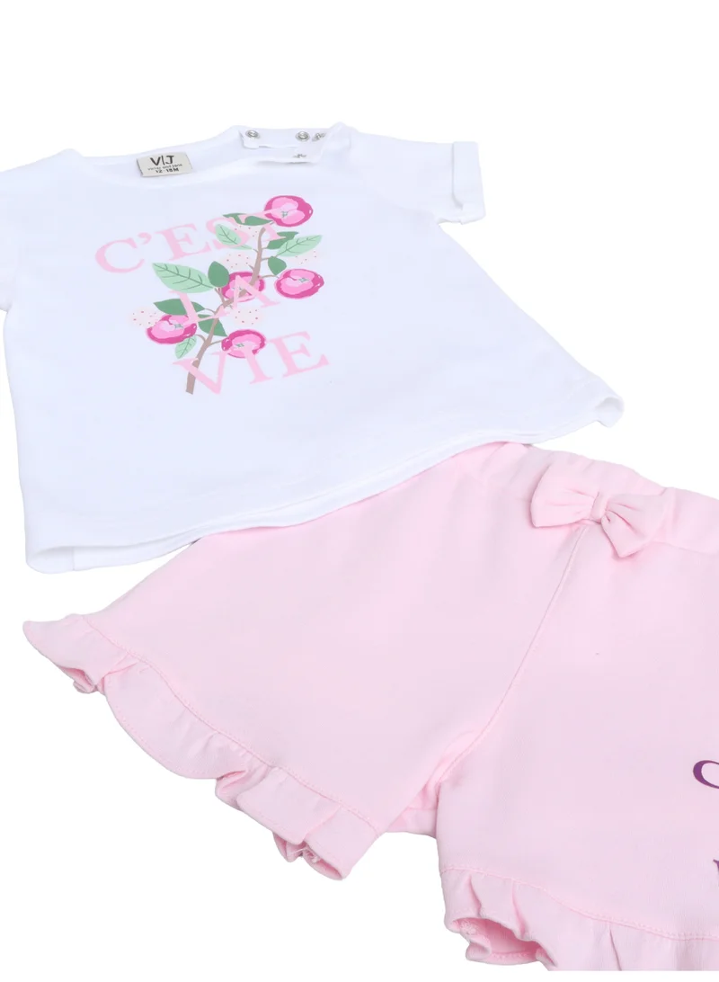Victor And Jane  Infant Girls’ 2-Piece Set – “Choose Love” Floral Tee & Pink Shorts for Women | Best Price UAE