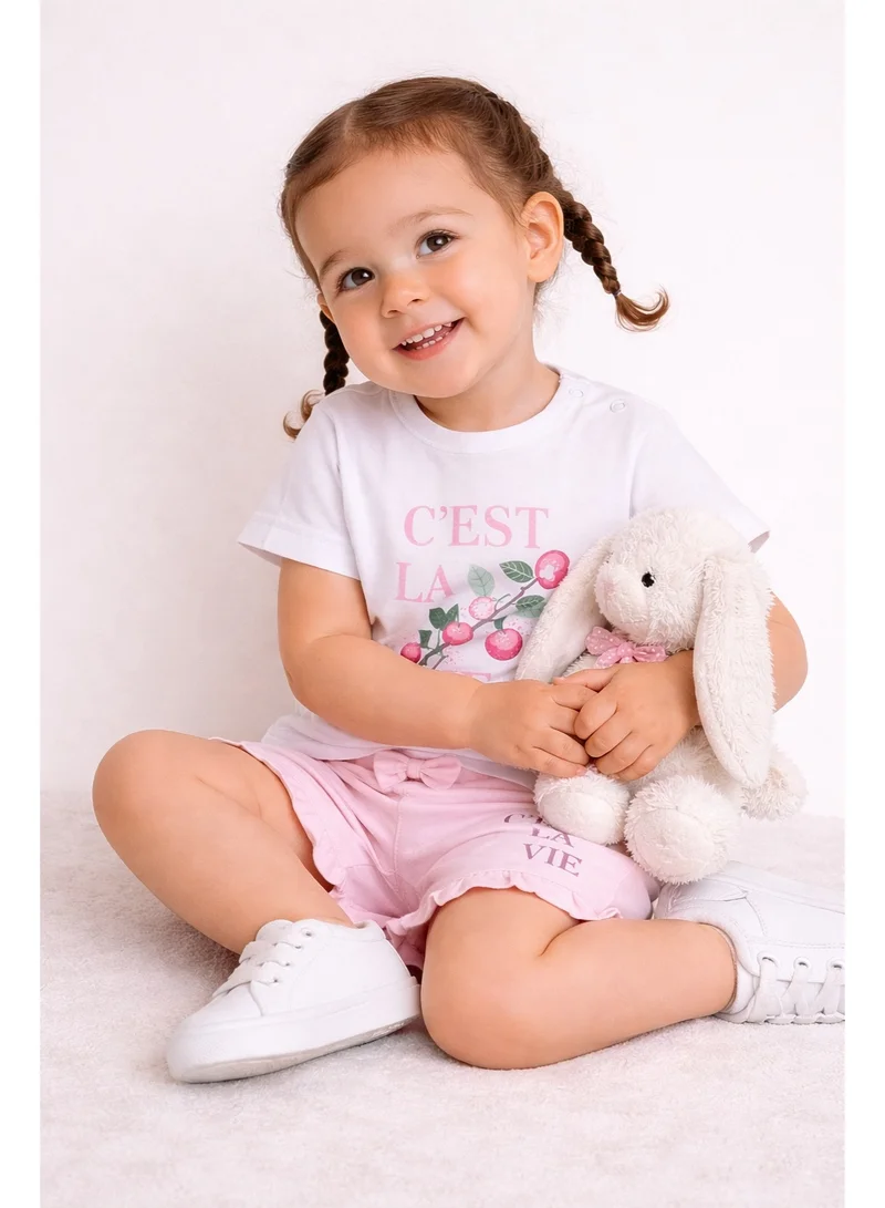 Victor And Jane  Infant Girls’ 2-Piece Set – “Choose Love” Floral Tee & Pink Shorts for Women | Best Price UAE