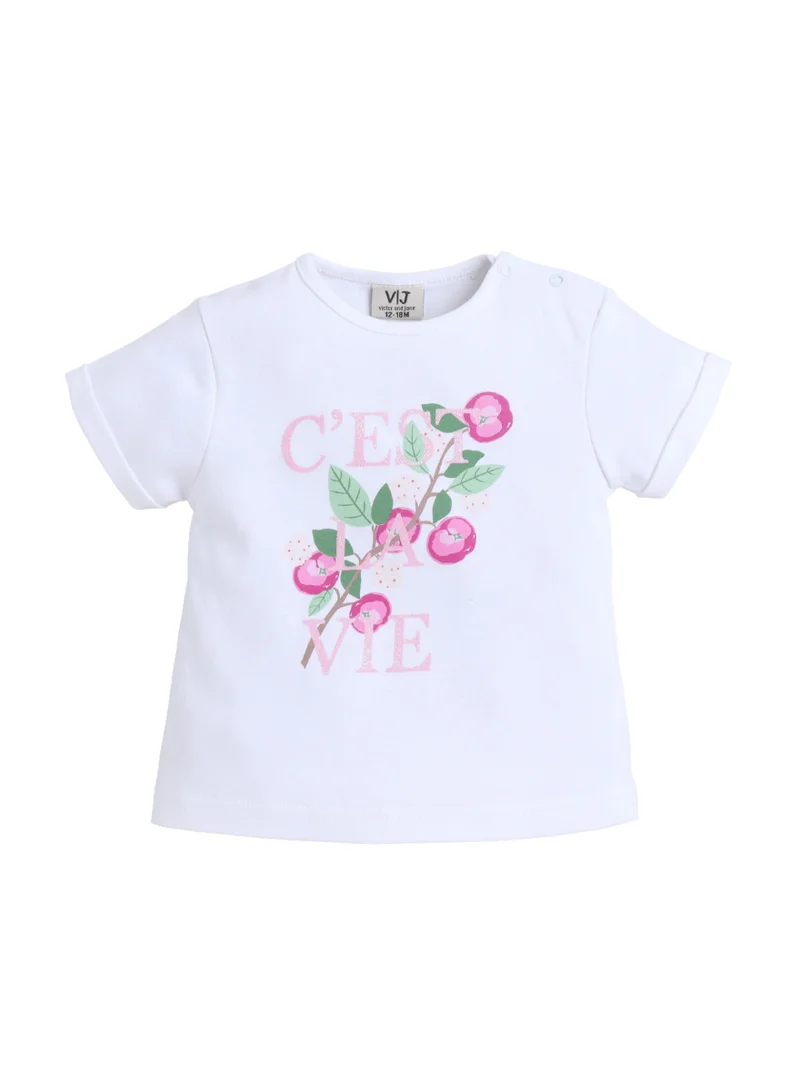 Victor And Jane  Infant Girls’ 2-Piece Set – “Choose Love” Floral Tee & Pink Shorts for Women | Best Price UAE