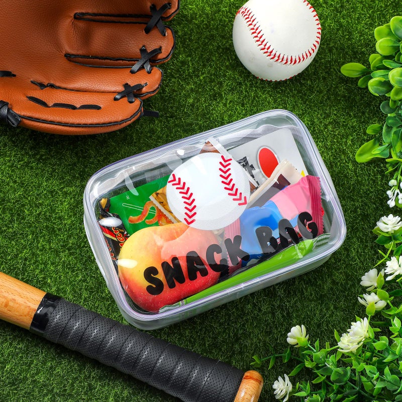 Yeyeplum 12 Pcs Baseball Snack Bags for Team Gifts Baseball Goodie Treat Candy Pouch Bags Clear PVC Waterproof with Zipper Party Favors for Team Ground Birthday Gifts Sport Supplies - Image 2