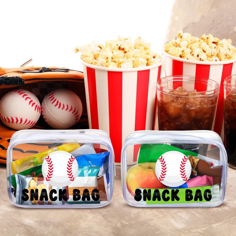Yeyeplum 12 Pcs Baseball Snack Bags for Team Gifts Baseball Goodie Treat Candy Pouch Bags Clear PVC Waterproof with Zipper Party Favors for Team Ground Birthday Gifts Sport Supplies - Image 4