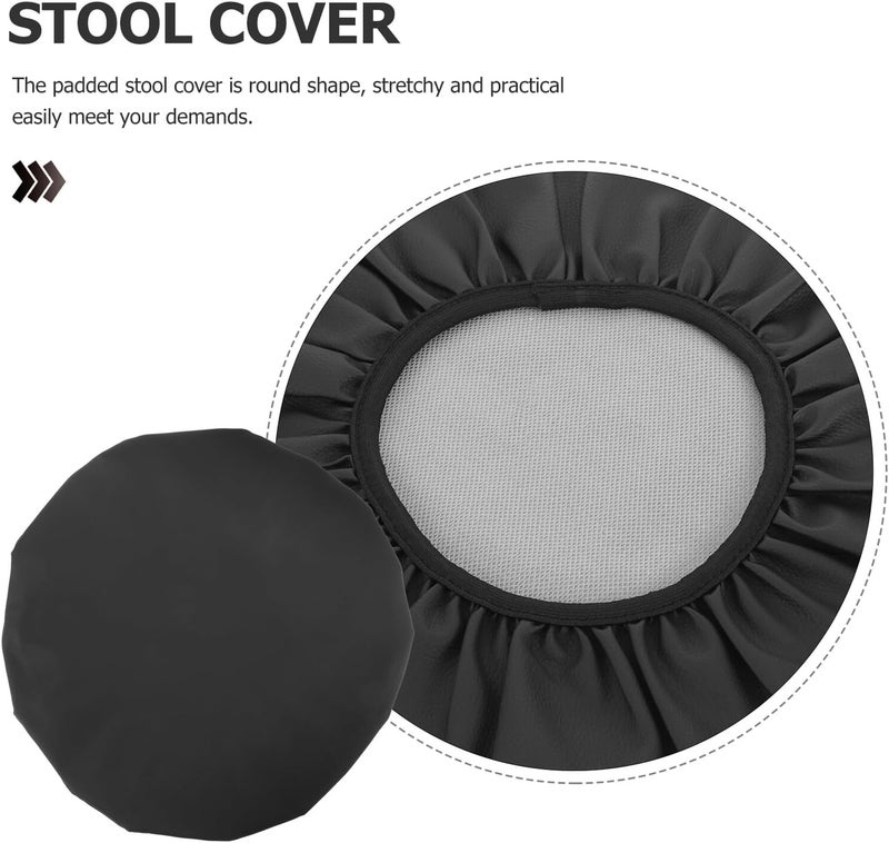 Ciieeo Stool Protector Cover 33x10cm Black Stool Seat Replacement Slipcover for Adjustable Height Chairs, Dining and Salon Use, - Image 3