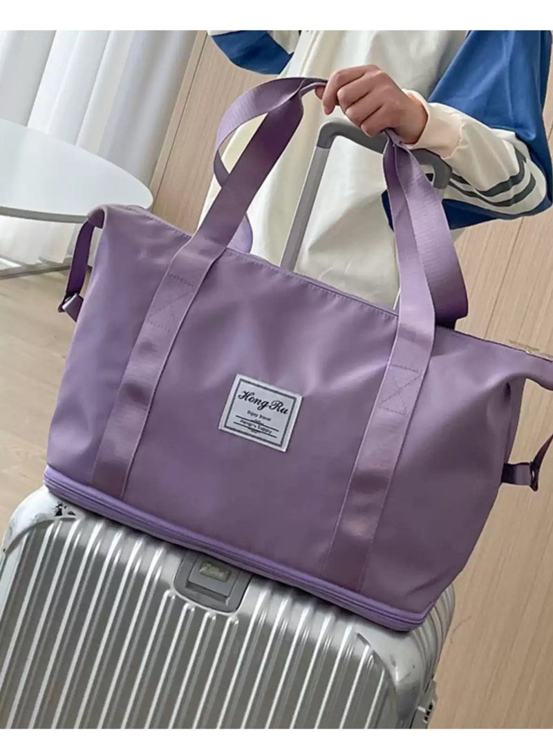 Expandable Travel Duffle Bag, Foldable Carry On Shopper Tote Bag Sports Gym Weekender Bag, Large Capacity Lightweight Waterproof Overnight Bag for Women and Men  - Image 1