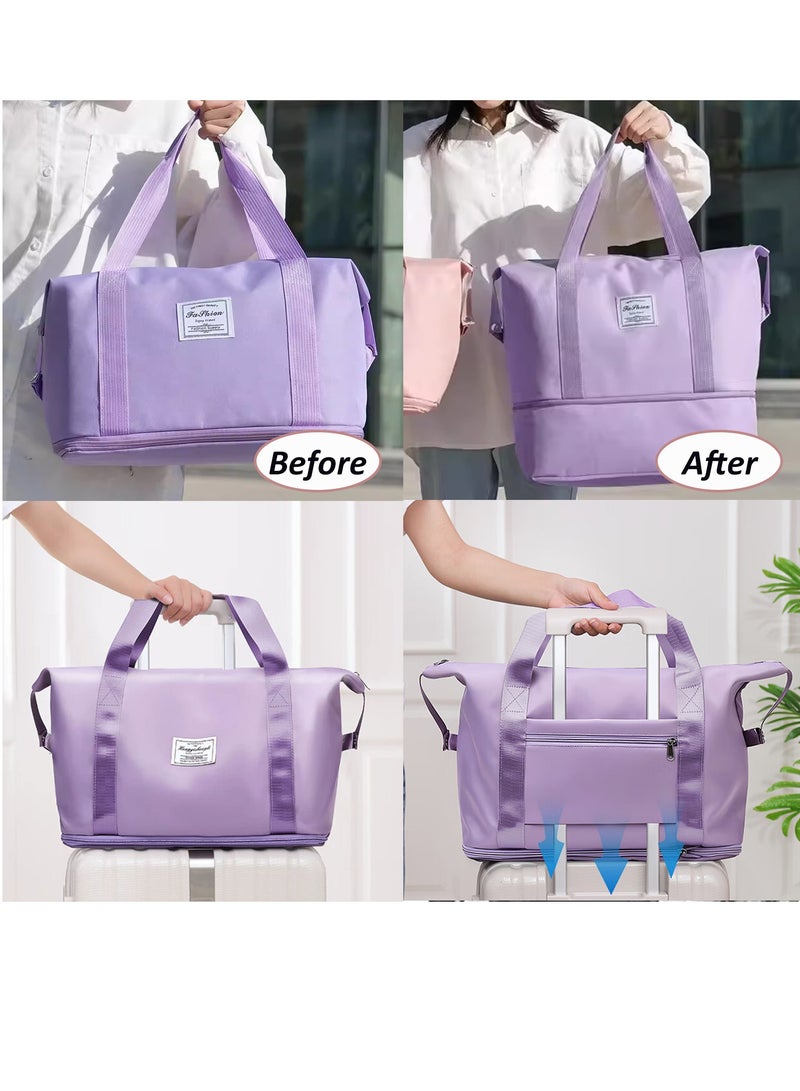 Expandable Travel Duffle Bag, Foldable Carry On Shopper Tote Bag Sports Gym Weekender Bag, Large Capacity Lightweight Waterproof Overnight Bag for Women and Men  - Image 2