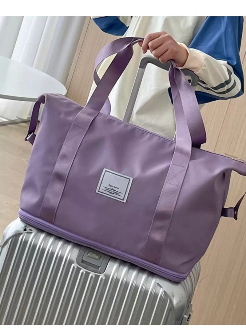 حقيبة سفر قابلة للتوسيع، حقيبة تسوق قابلة للطي، حقيبة تسوق رياضية للصالة الرياضية، حقيبة نهاية الأسبوع، سعة كبيرة، خفيفة الوزن، مقاومة للماء، حقيبة ليلية للنساء والرجال - Image 1