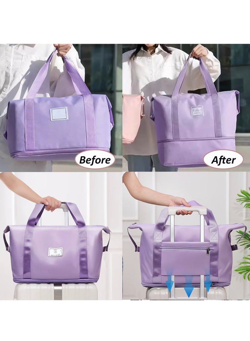 حقيبة سفر قابلة للتوسيع، حقيبة تسوق قابلة للطي، حقيبة تسوق رياضية للصالة الرياضية، حقيبة نهاية الأسبوع، سعة كبيرة، خفيفة الوزن، مقاومة للماء، حقيبة ليلية للنساء والرجال - Image 2