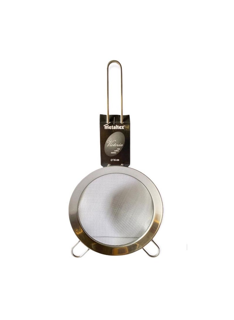 Metaltex 16cm Stainless steel Strainer Fine Mesh Sieve with with Handle for Sifting Loose Tea Cocktail Juice Oil Flour Spices Cooking Baking Sifter  - Image 1
